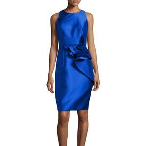 Carmen Marc Valvo - Sapphire Blue Ruffled Waist Special Occasion Dress - Size 16